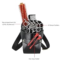 Vista 2 de Bolsa de tijeras de peluquería, cuero para peluquería de peluquería tijeras de tijera, funda para estilista de peluquería, bolsa de herramientas
