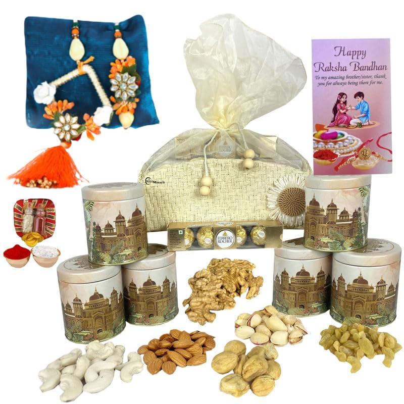 Image of NUTRI MIRACLE Designer Jar for Rakhi - Gifting Nuts & Chocolates