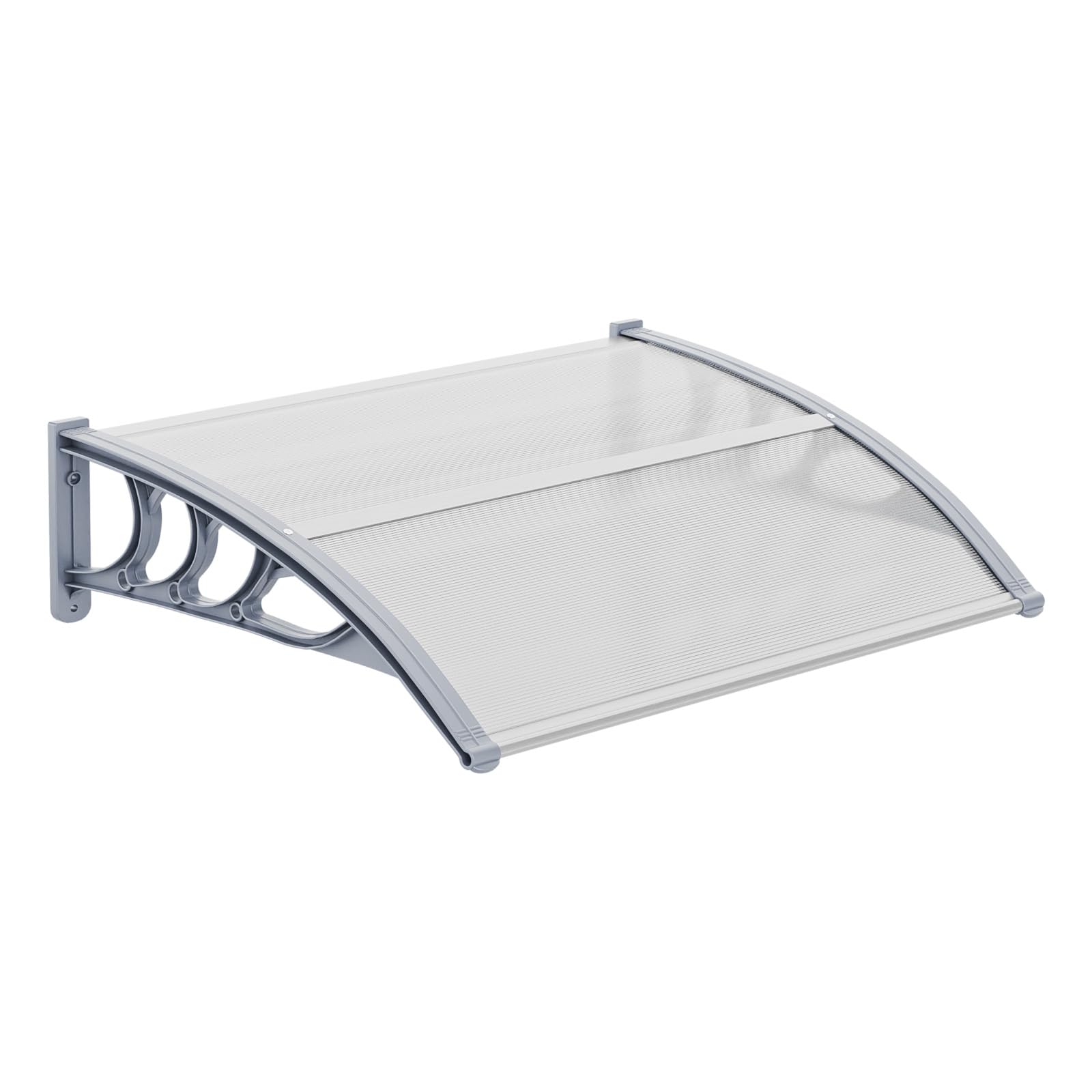 VINGLI Window Awning Door Canopy Exterior, 30" x 40" Awnings for Doors Polycarbonate Cover Patio Door Awning Rain Snow Sunlight Protection Hollow Sheet (Clear Board & Grey Bracket)