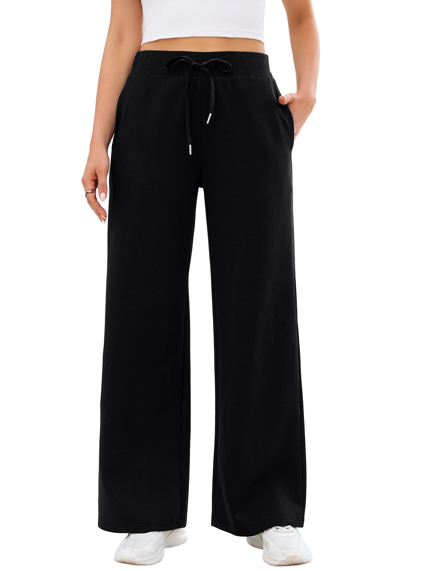Novastellara Baggy Jogginghose Damen Weites Bein Hohe Taille Sporthose Yogahose Stretch Palazzo Hose Freizeithose mit Tasche