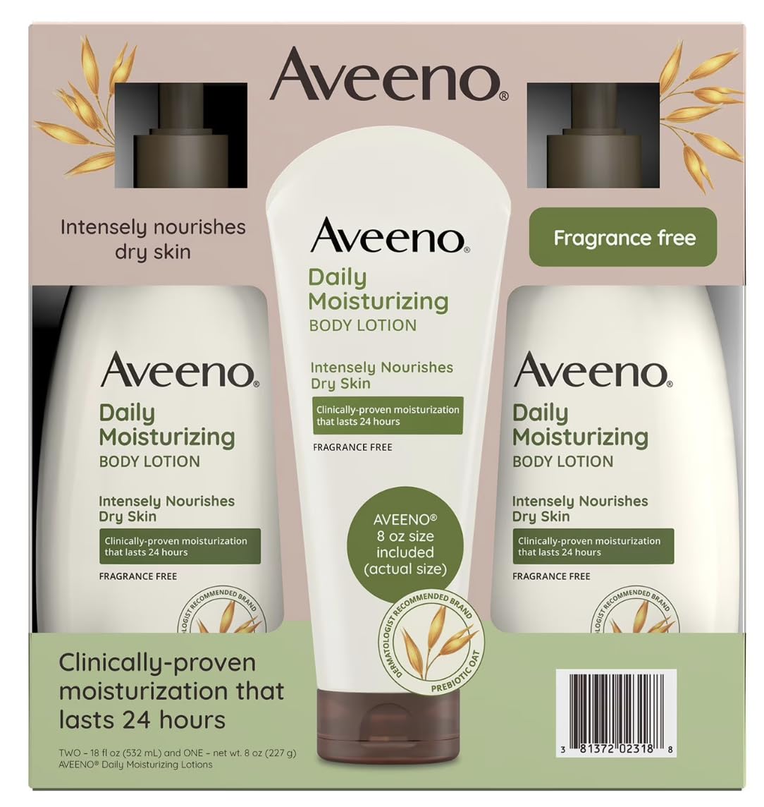 Aveeno Täglich feuchtigkeitsspendende Körperlotion (18 Unzen, 2 Stück + 220 ml Tube).