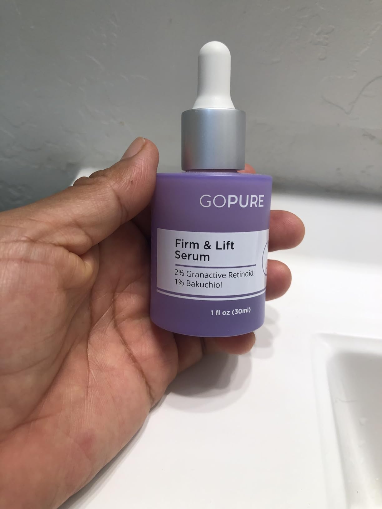 goPure Actives Firm & Lift Serum - Anti-Aging Serum with Retinol for more Smooth, Even-Texture and Glowing Skin, and Antioxidant Bakuchiol for Collagen Support and Firmer-Looking Skin - 1 fl oz