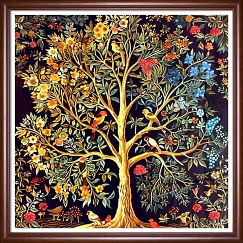 Image of Findvoor Stamped Cross Stitch Kits for Beginner Embroidery Kits for Beginners Adults DIY 11CT Cross Stitch Patterns Needlepoint Kits Crossstitching Kits-The Bird of the Tree of Life 18x18 inch