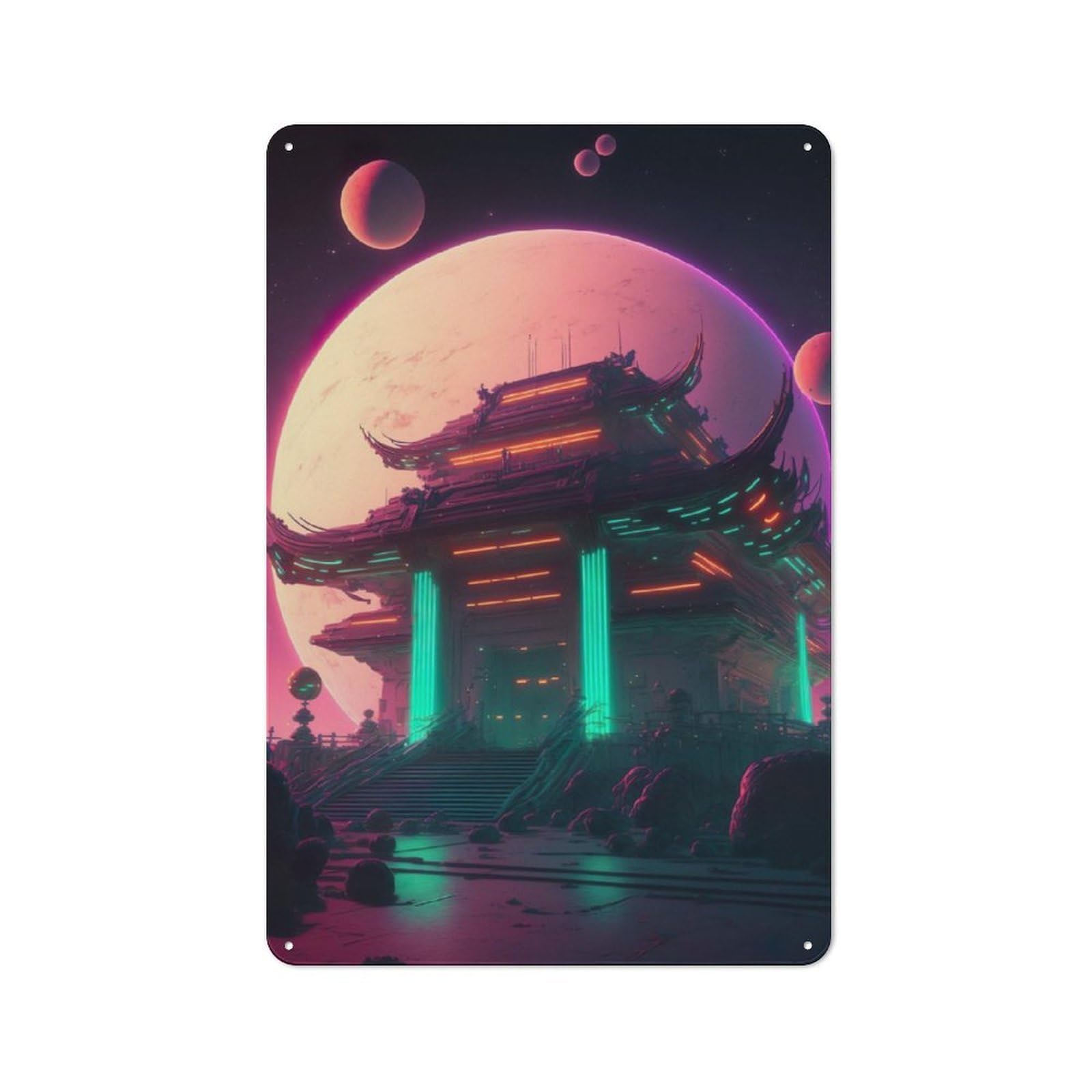 Junmoney Shinto Shrine V9 30X20cm Rustic Metal Plaque With For Café Or Restaurant, For Themed Interiors In Cafés And Restaurants