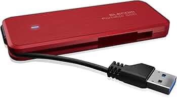 ELECOM ESD-EC0480GRDR RED ps4ps5対応 SSD２個 ケーブル収納型外付けポータブルSSD - ESD-EC0480GRD