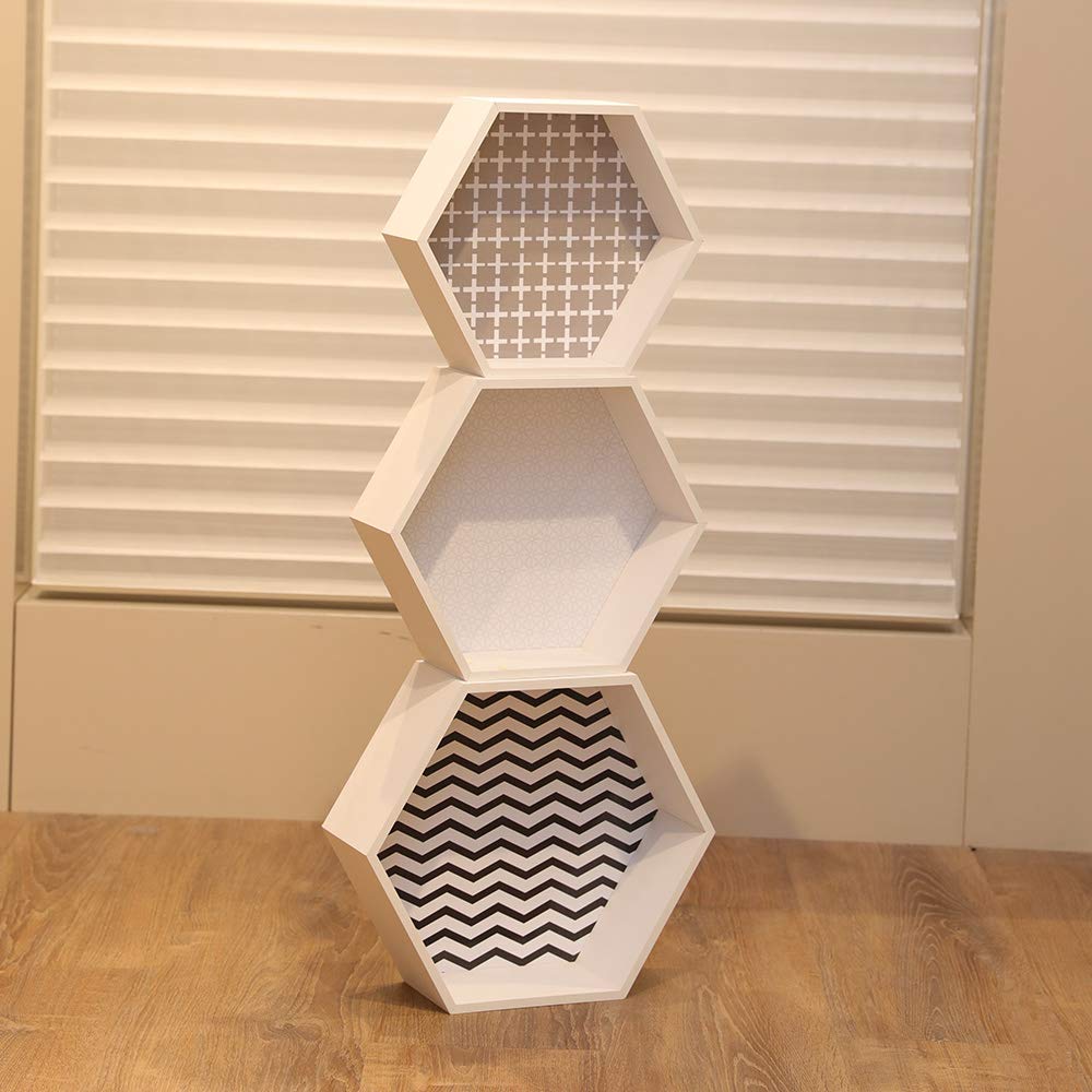 Danube HomeWindsor Cube Set Of 3, White - 37 x 32 x 12 cm, 33.5 x 29 x 10.5 cm, 30 x 26 x 9 cm