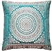 Handgefertigt Türkis-Grün Dekokissen aus Indische Banarasi Seide - 40 cm x 40 cm | 16 x 16 Zoll. ***Handgewebt und handgenäht von Kunsthandwerkern aus Kaschmir-Indien***Unsere Markenspezialität***