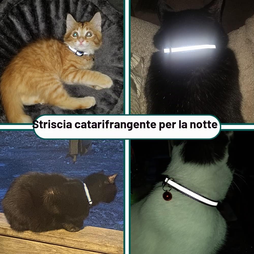 Collare Gatto Airtag, Collare Riflettente Antistrozzo per Gatti con Custodia Protettiva Air Tag (GPS AirTag Non Incluso) e Campanellino, Adatto a Gatti di Tutte Le Taglie(Nero)