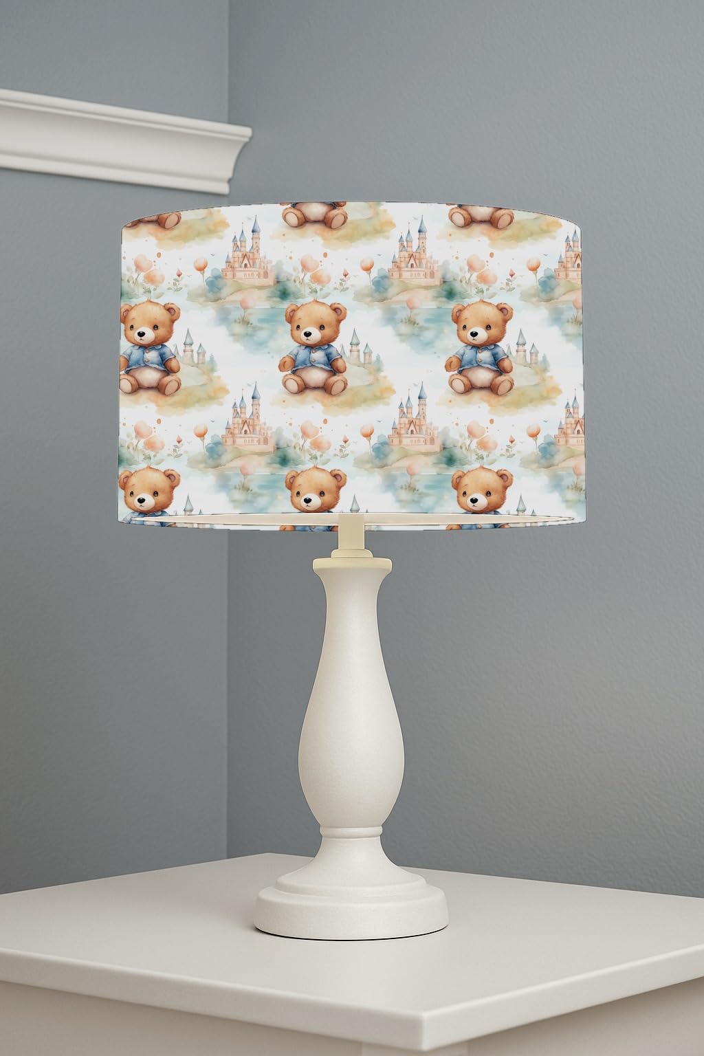 Whimsical Teddy Kingdom lightshade – 30 x 21cm Table Drum Shade | E33BB8
