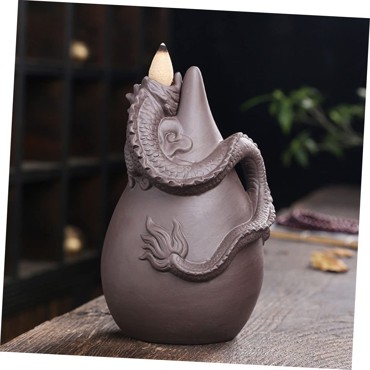 ULTECHNOVO Quemador de Incienso de Reflujo de Dragón en Arena Púrpura Diseño Exquisito para Decoración del Hogar y Purificación del Aire
