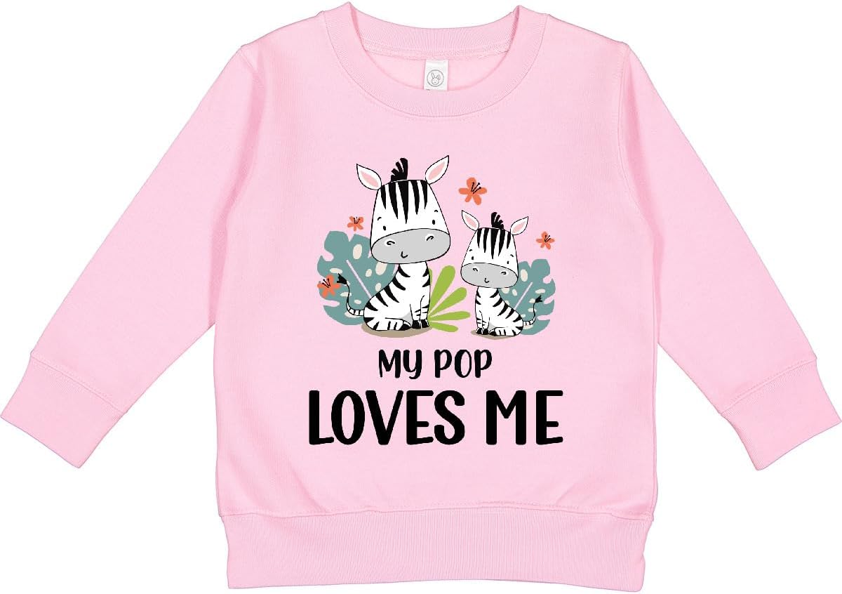 inktastic Zebra My Pop Loves Me Toddler Sweatshirt