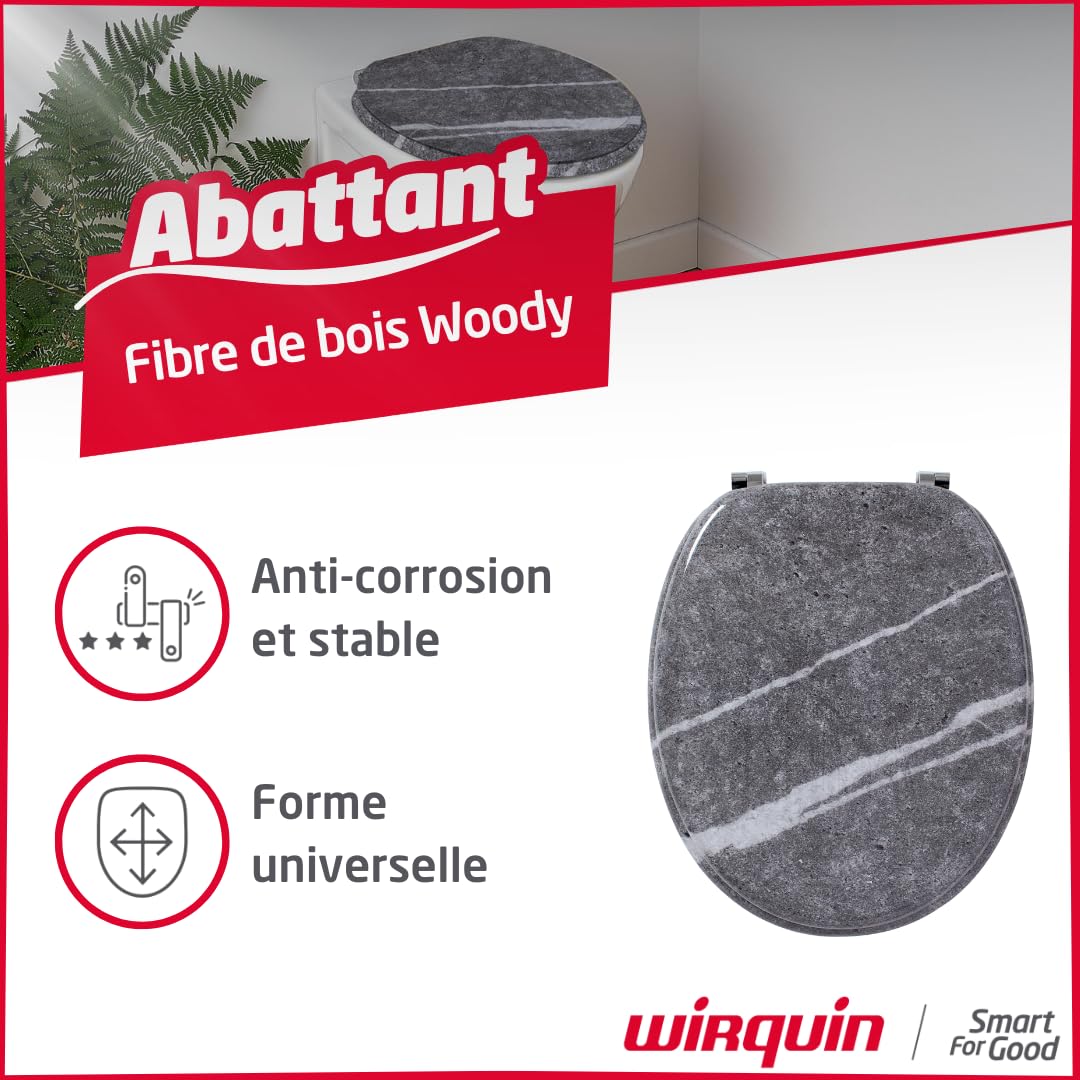 Wirquin 20720370 Sedile WC Woody, grigio