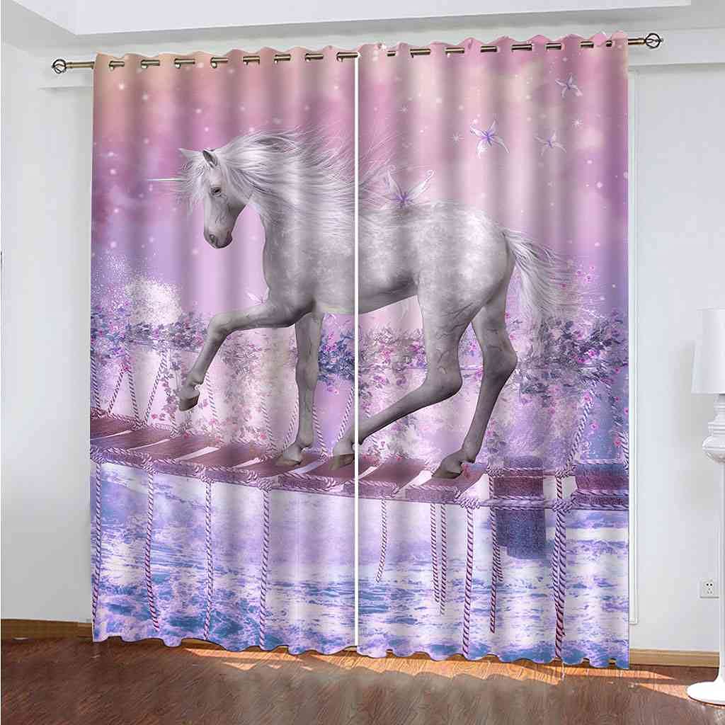 Rideaux occultants 3D isolant thermique contre le froid rideau lourd antibruit cheval 140x160