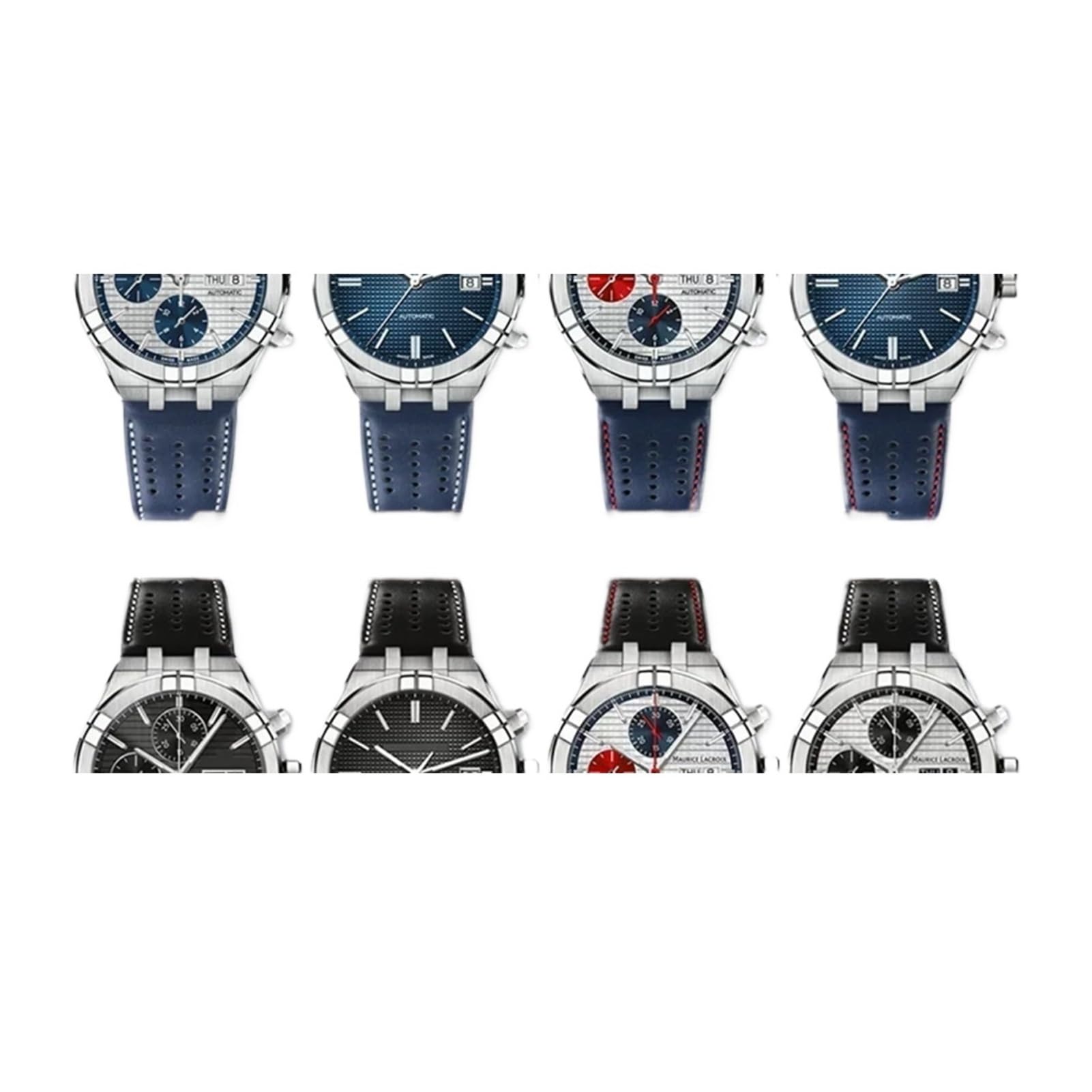 Genérico Correa de reloj cuero vaca compatible con Maurice Lacroix AIKON AI6038 AI6008 AI6007 AI6058 Correas extremo convexo acero inoxidable liberación rápida