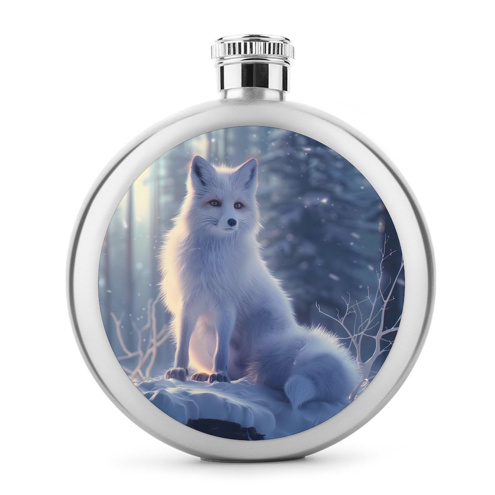 Wildlife Fox Classic Hip Flasks for Liquor 5 Oz Stainless Steel Wine Flask Reusable Flask for Men Women