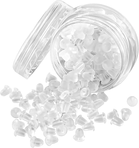 Miniatura 50 de Parte trasera de goma para aretes de goma suave y transparente para tachuelas, aretes de silicona hipoalergénica, tapón de repuesto para mujeres