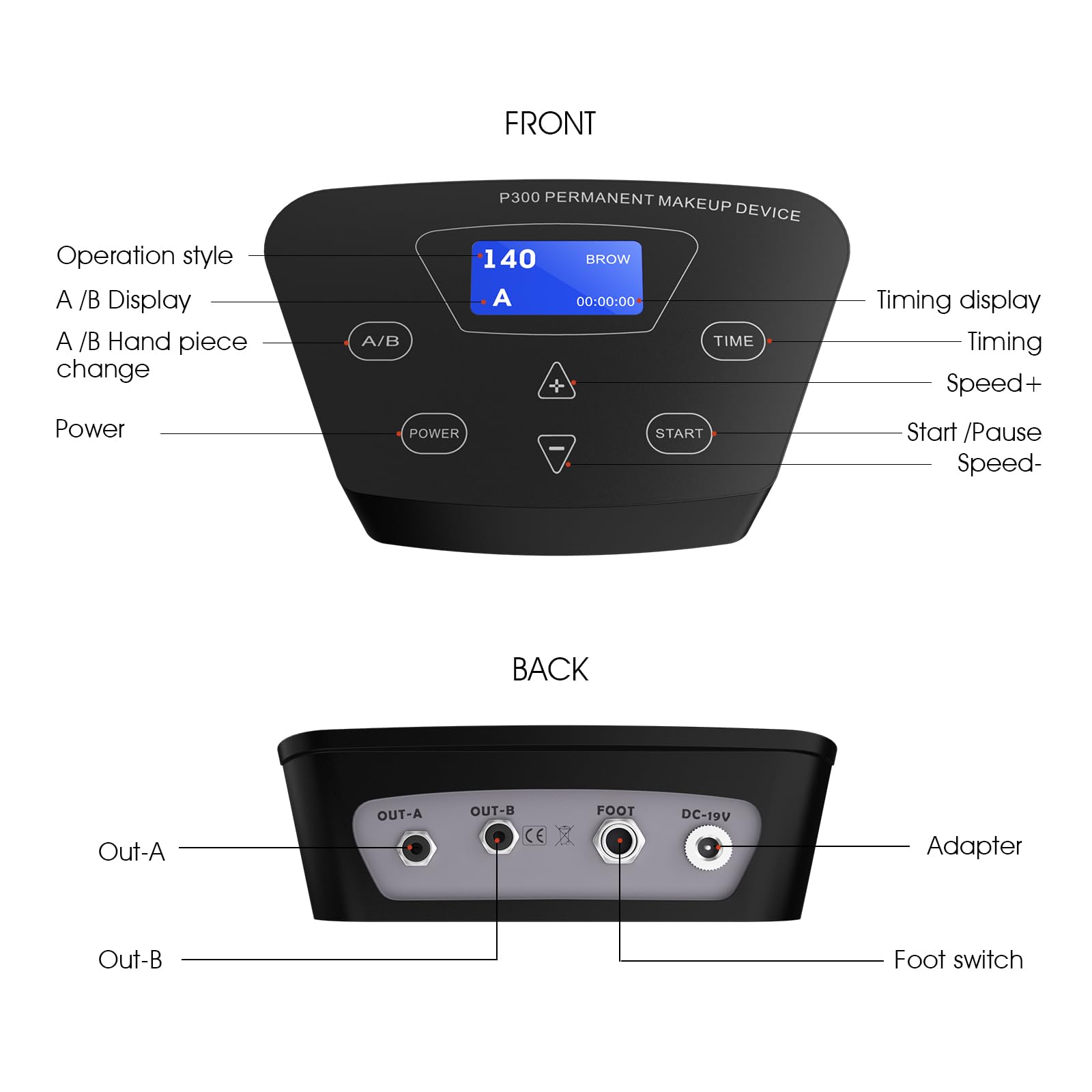 TATELF Digita Permanent Make Up Machine Multi Function Microblading Machines with Foot Pedal Touch Control Power Supply Needles for Eyebrow Eyeliner Lip