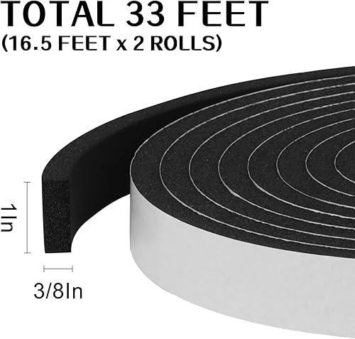 Miniatura 2 de Cinta aislante de espuma autoadhesiva, resistente a la intemperie para puertas y ventanas, a prueba de sonido, sellado de puerta, resistente a la