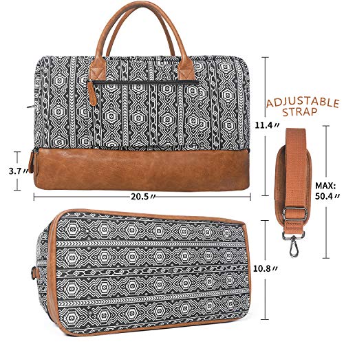 Oflamn Weekender Bag for Women Carry-On Luggage Bohemian style Duffle Bag Overnight Bags 3-4 Day' Travel Bags with Separated Shoes Compartment