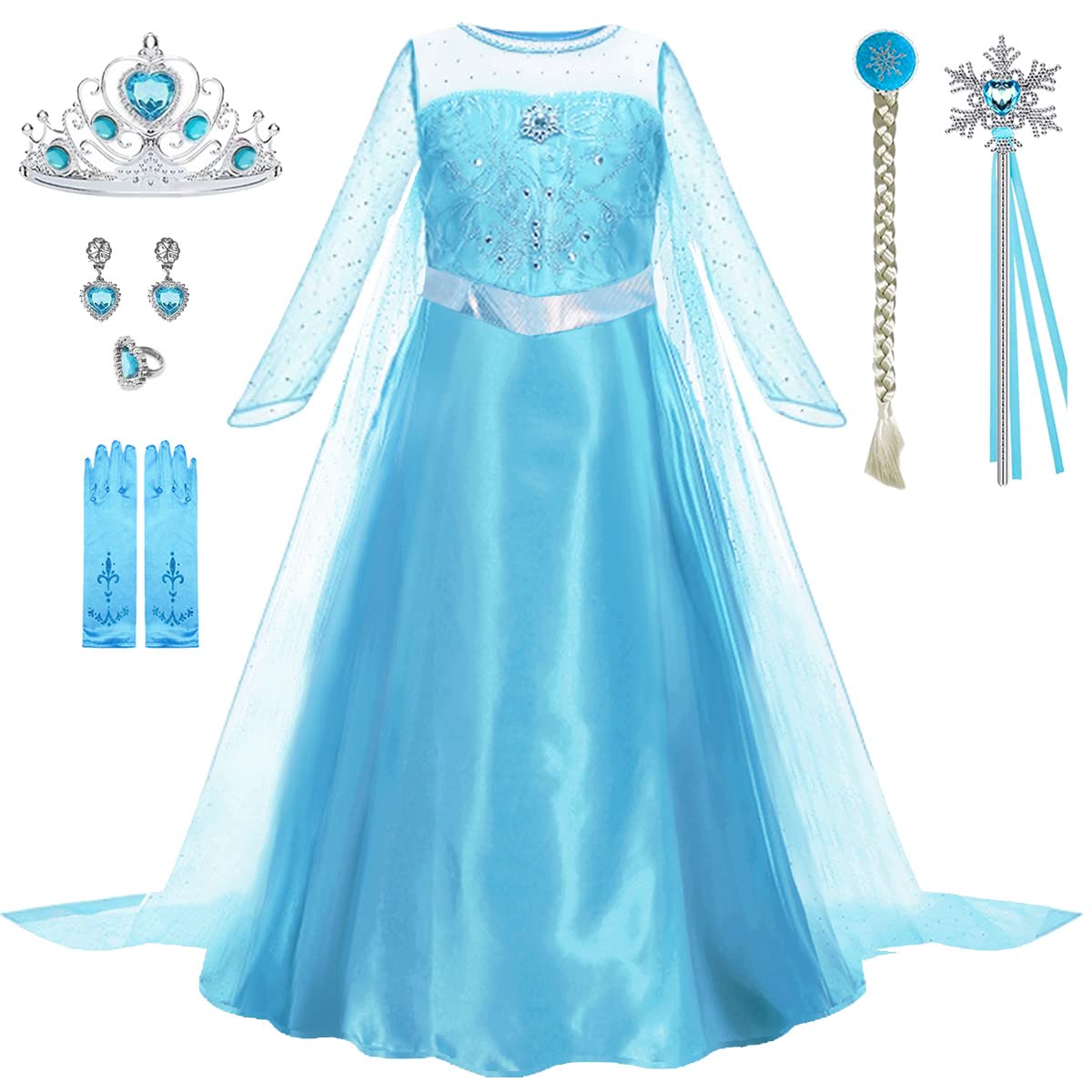 Foierp Abito Da Principessa Gotico Per Bambine (3-10 Anni) – Nero Con Pizzo, Maniche A Buff, Gonna In Tulle – Per Halloween, Compleanni, Cosplay