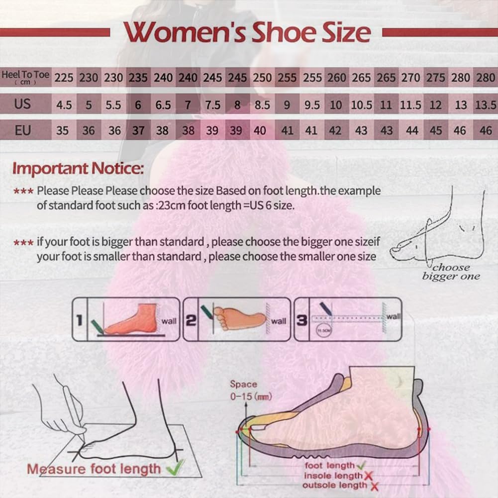 Faux Fur Tall Furry Boots for Women Plush Warm Snow Boots Fuzzy Boots Plush Warm Comfortable Outdoor Indoor Flat Shoes