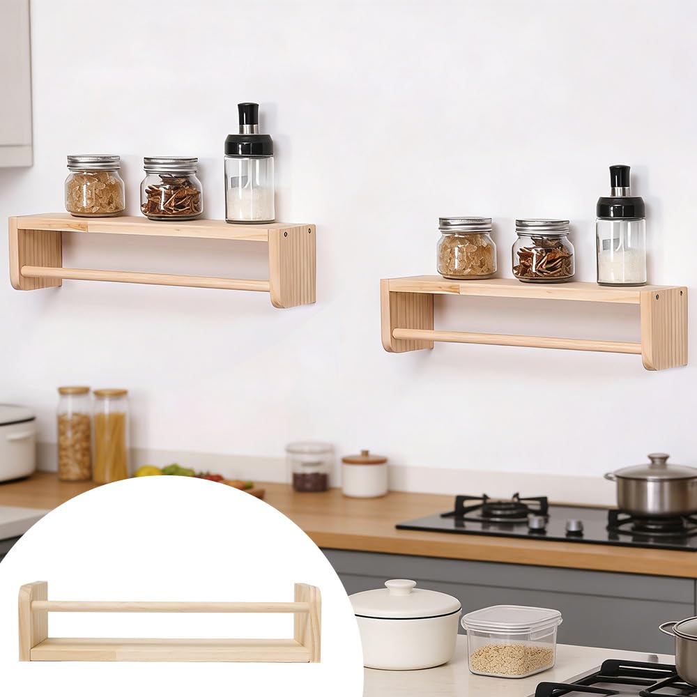 3 Pièces 40cm Étagères Murales en Bois pour Chambre à Coucher