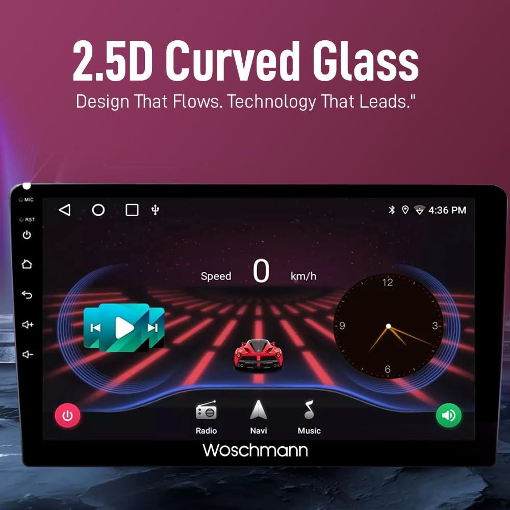 Woschmann-9 Inch Car Android Double Din Player 2GB/32GB Capacitive Touch Screen Quad Core Proceessor 1080P HD Screen, Latest Android Version 12 BT 5.0, Wi-Fi, GPS, USB 2.0, Navigation,Free LED Camera — Amazon image 9