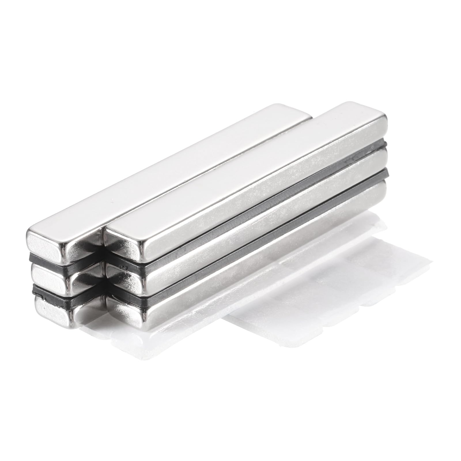 QUARKZMAN 6pcs Imanes de Neodimio Adhesivos, 60x10x5mm (L*A*G) Placa Magnética Rectangular Imán Potente Fuerte para Refrigeradores Fotos Pizarras Magnéticas Manualidades Cocina Oficinas