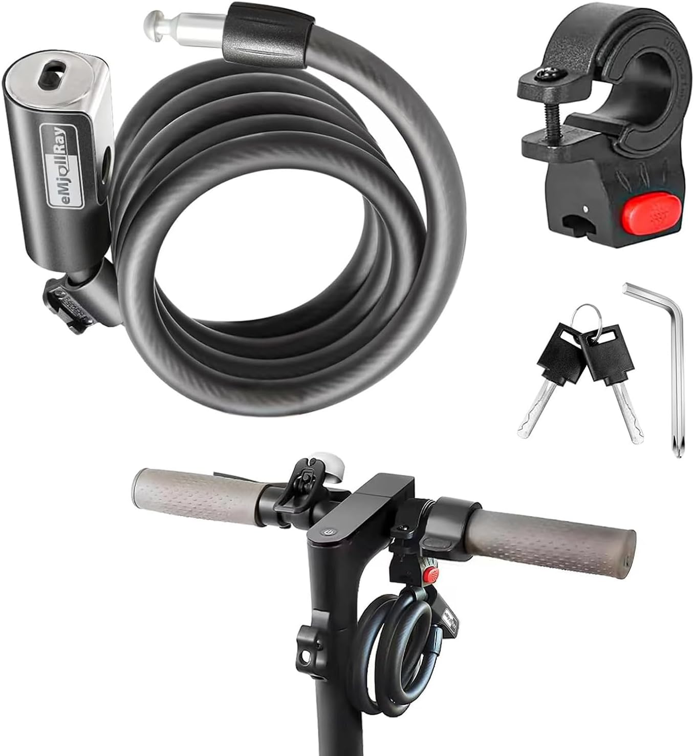 Bicycle Lock, HAONAIMO E Scooter Lock with 2 Keys, Security Level Very High Bicycle Cable Lock, Anti-Theft Bicycle Lock for E Scooter/E Scooter/Bicycle/Motorcycle/Children's Bicycle/Door