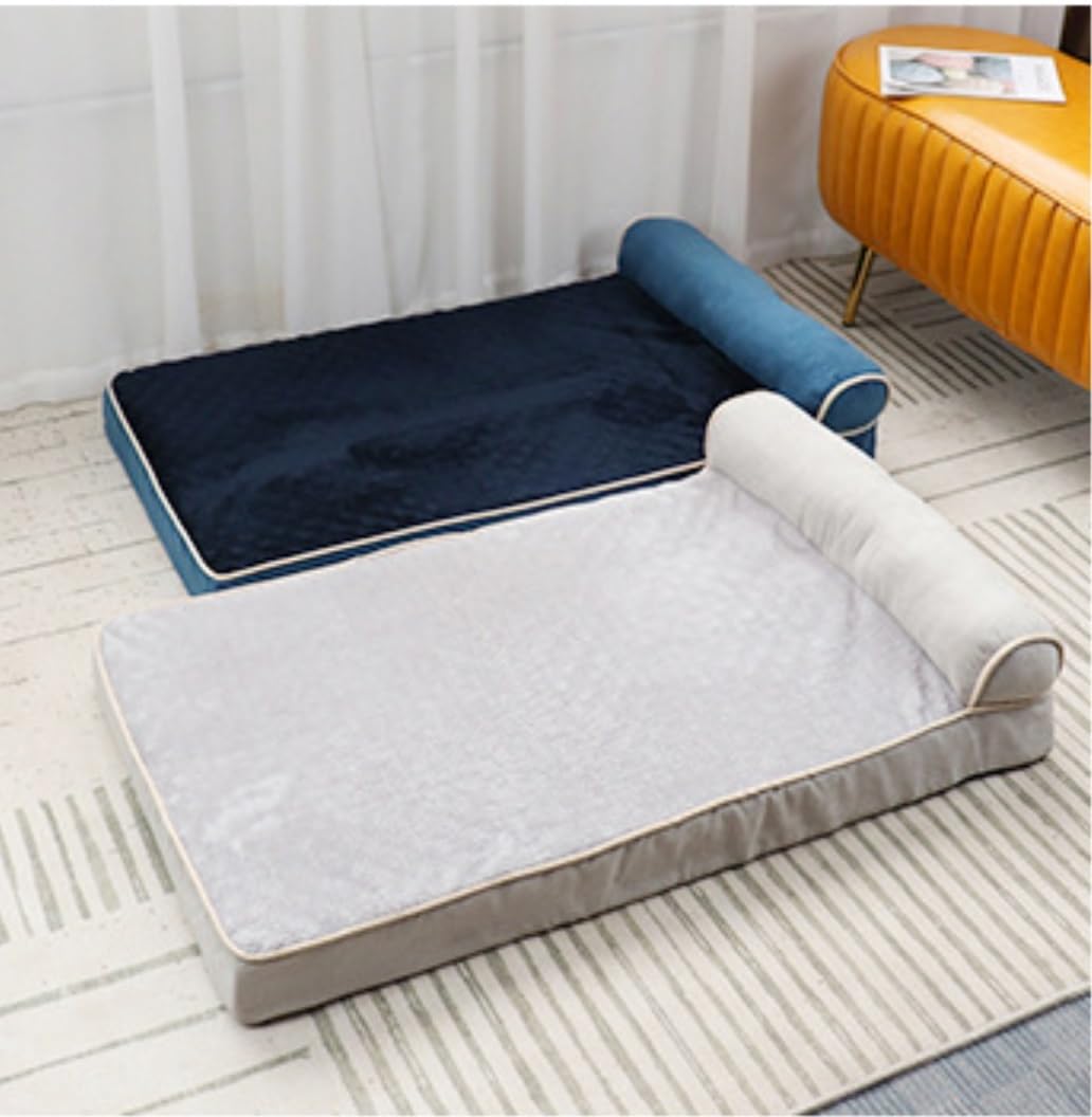 Katzensofa Orthopädisches Hundebett, Dickes Memory-Schaum-Haustierbett Mit Kissen, Strapazierfähiges, Weiches Flanellgewebe Mit Wasserdichtem Innenfutter Hundekissen(B,75 * 50 * 14cm)