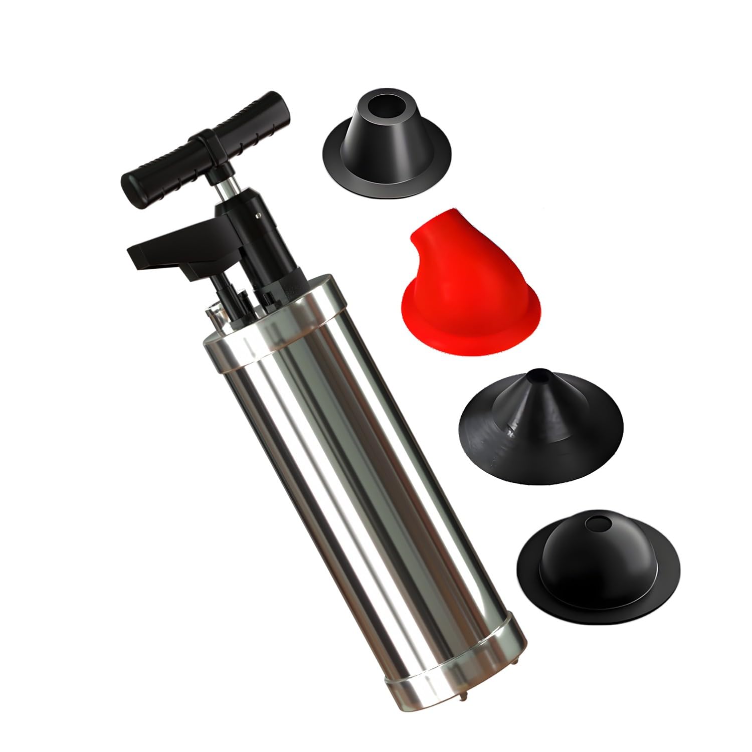 Desatascador de Tuberías con Aire Comprimido, Desatascador de Inodoro con Barómetro, Desatascador Tuberias a Presion con 4 Ventosas, para Baño Cocina Inodoro Desagüe de Suelo