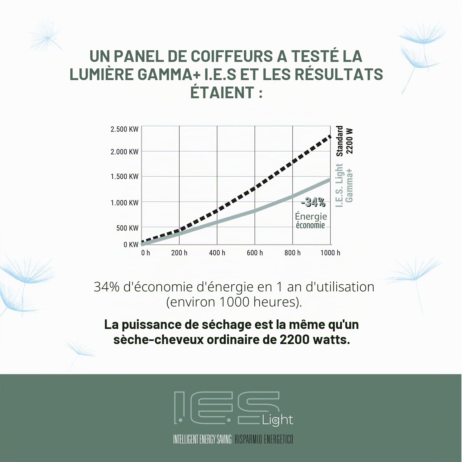GAMMAPIU' Sèche-cheveux professionnel I.E.S, sèche-cheveux à économie d'énergie intelligent, séchage rapide avec technologie ETC, léger, silencieux, 3 vitesses, température constante (NOIR)