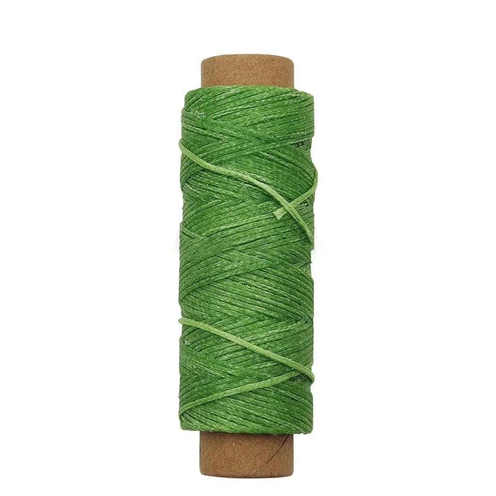 Hilo de Coser，Hilo de poliéster Hilo Encerado Plano Línea de Costura Encerada Plana Cordón Encerado Hilo for Coser a Mano(No.9 Fruit Green,30m)