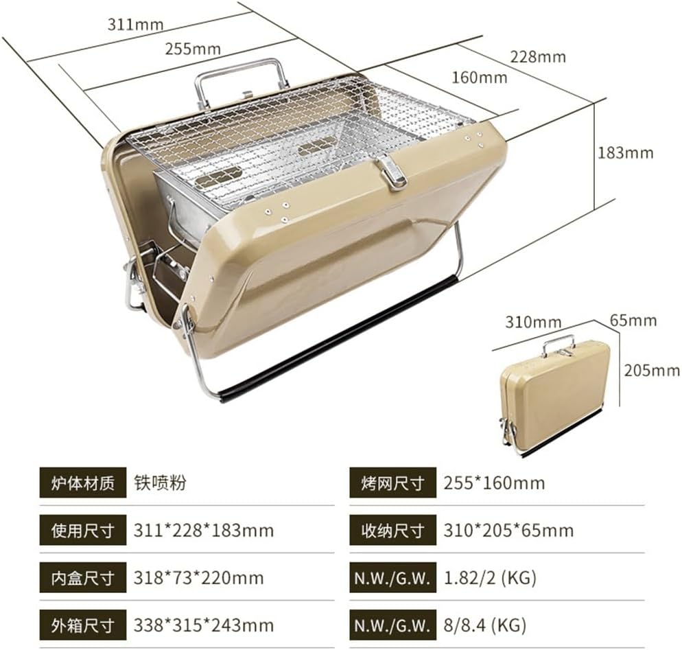 HBJWOV Portable Mini Oven Home Outdoor Camping Barbecue Rack Box Portable Charcoal Barbecue Oven