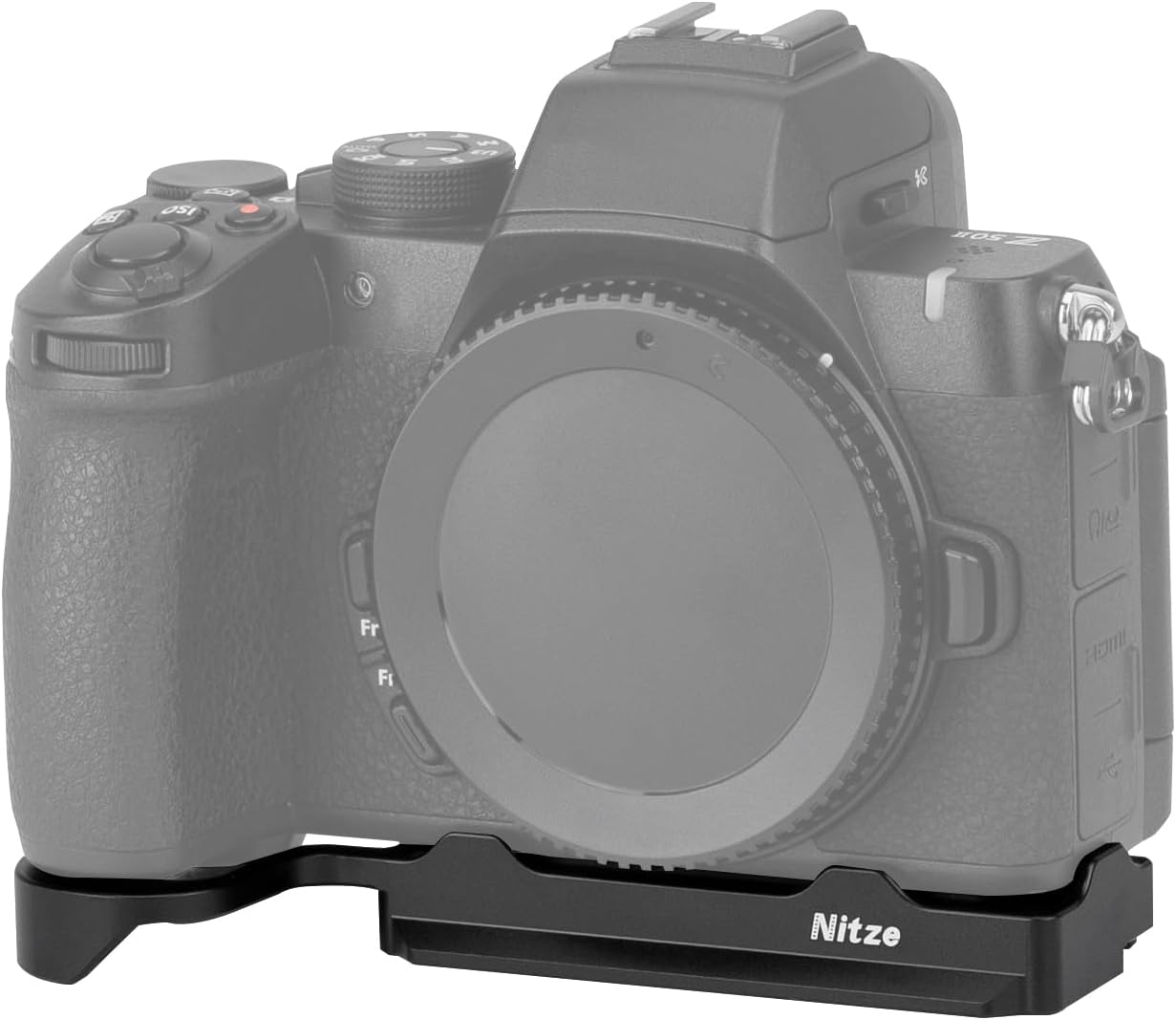 Nitze Z50II Bottom Plate for Nikon Z50 II Camera, with Built-in Quick Release Plate for Arca, Strap Slot and 1/4" Threaded Holes - T-N07A