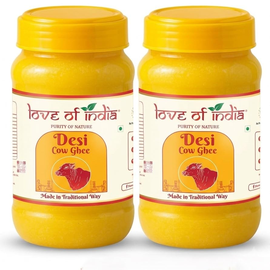 Love of India Desi Cow Ghee 1 Litre Pack of 2 | Crafted using Traditional Indian Method | Danedar, Natural & Pure Cow Ghee | Ideal For Everyday Cooking & Puja-image-40
