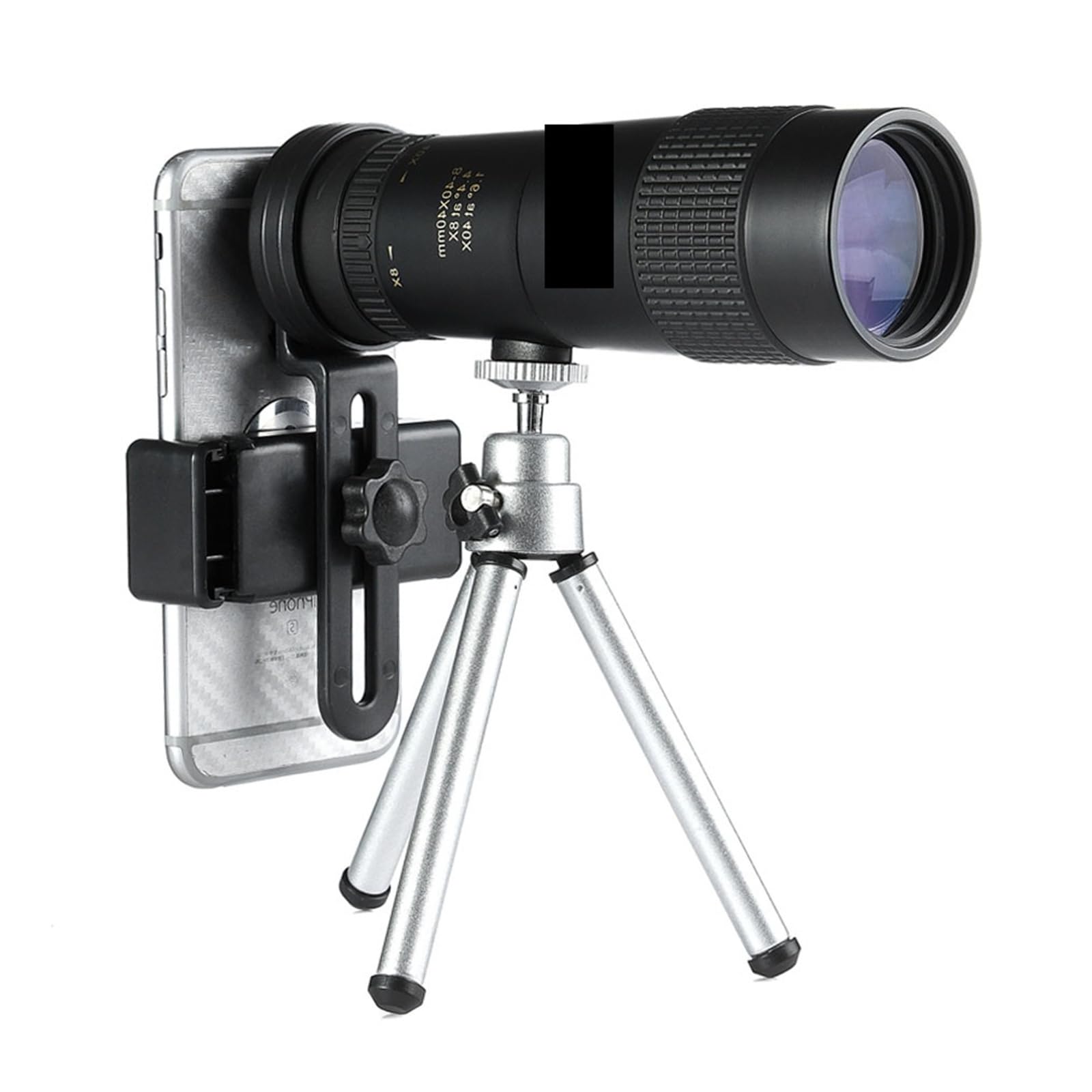 8-40x40 Monocular Telescope Compact Retractable Zoom Waterproof Bak4 Professional HD ED Glass With Tripod Phone Clip(With tripod)