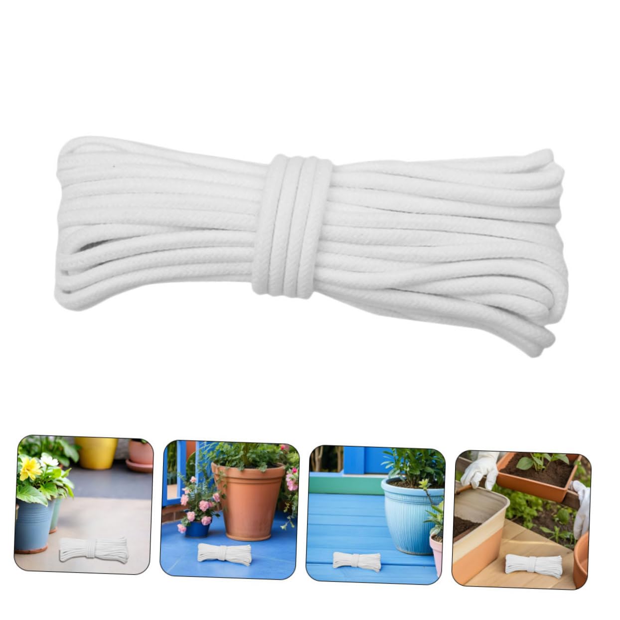 Abaodam Filamento Autoirrigante Per Piante Metri Filo Di Cotone Bianco Impianto Di Irrigazione a Goccia Stoppino Capillare Per Piante in Vaso e Fioriere