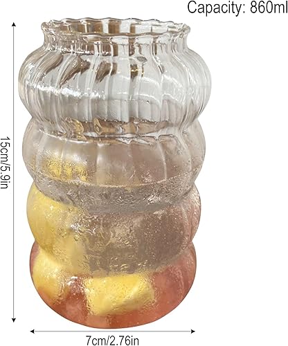 Miniatura 7 de Renococo Taza de vidrio creativa, 1 vaso de bebida ondulado, taza de vidrio acanalado de 28 onzas, taza de café helado, accesorios de barra de café,