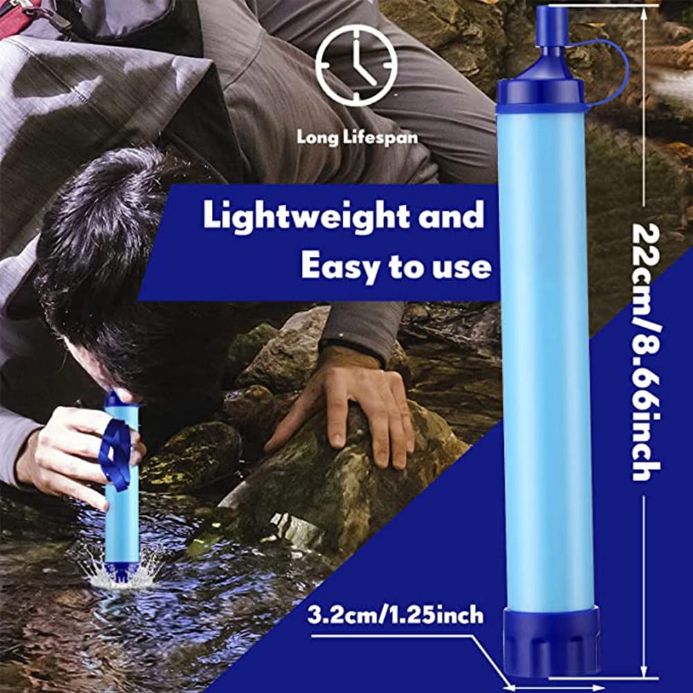 14 Piezas Filtro de Agua Personal Dispositivo de PurificacióN de Agua de Paja FiltracióN de Agua PortáTil Al Aire Libre Supervivencia Equipo de Emergencia