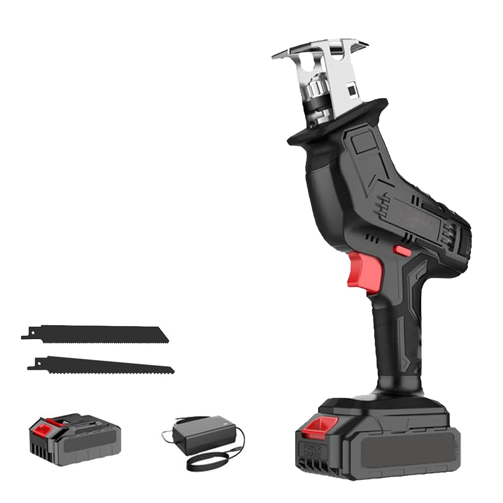 Sega Elettrica Per Ossa Da Macellaio Con 1 Batteria + 1 Caricabatterie – Impugnatura Comoda, Facile Da Pulire, Velocità Regolabile | Sega A Gattuccio Per Tagliare Metallo, Legno,2 blades