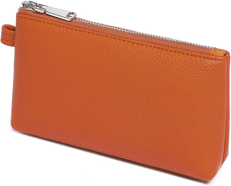 Necessaire de maquiagem YONBEN em poliuretano, Vitality Orange, com zíper, 1 unidade