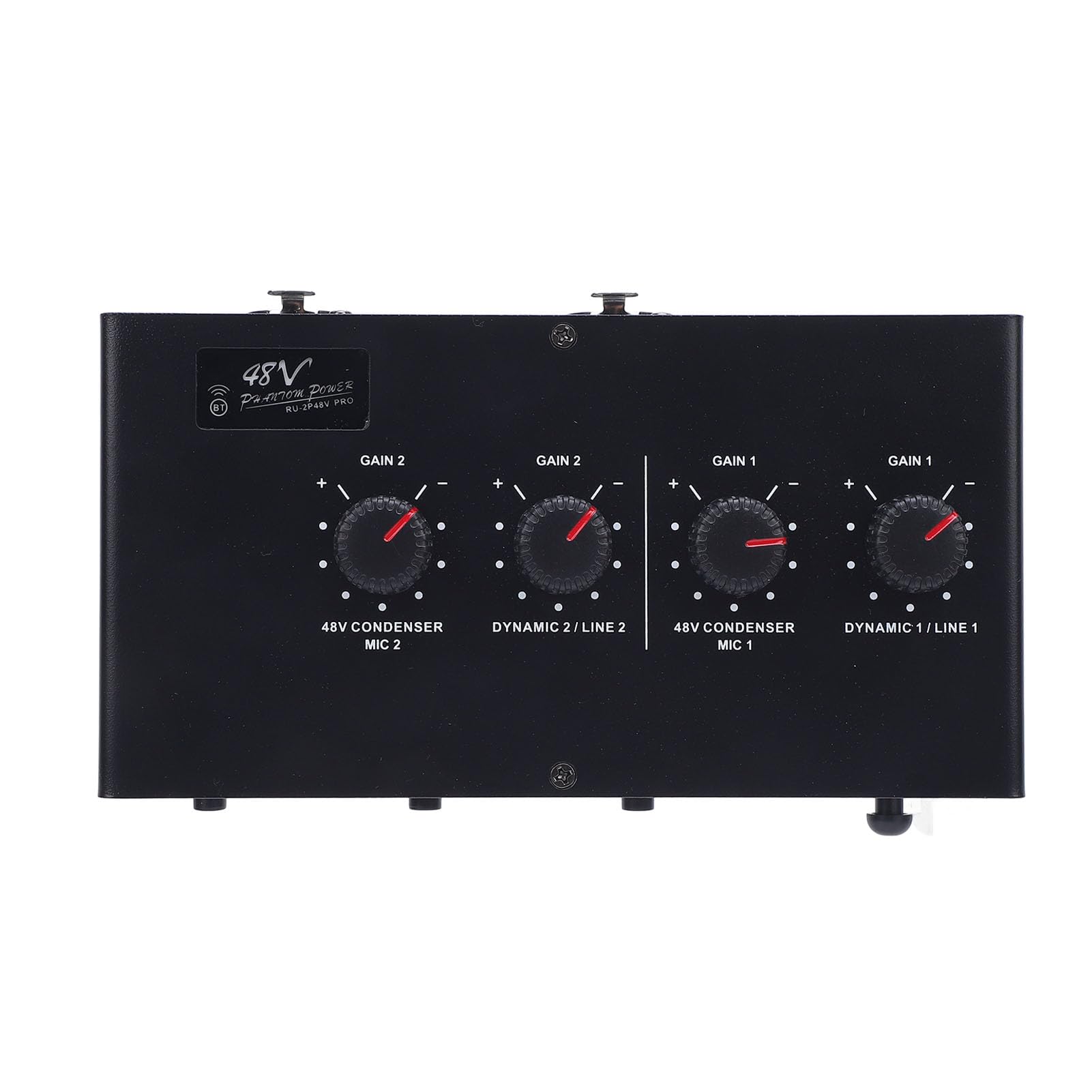 Amplificatore Microfono 48 V Phantom Alimentatore Phantom Supput 2 Canale Uscita di Ingresso Perdita di Amplificazione Senza Perdita Compatibilità Bt Accompagnamento Studio Pro Audio Preamp Live