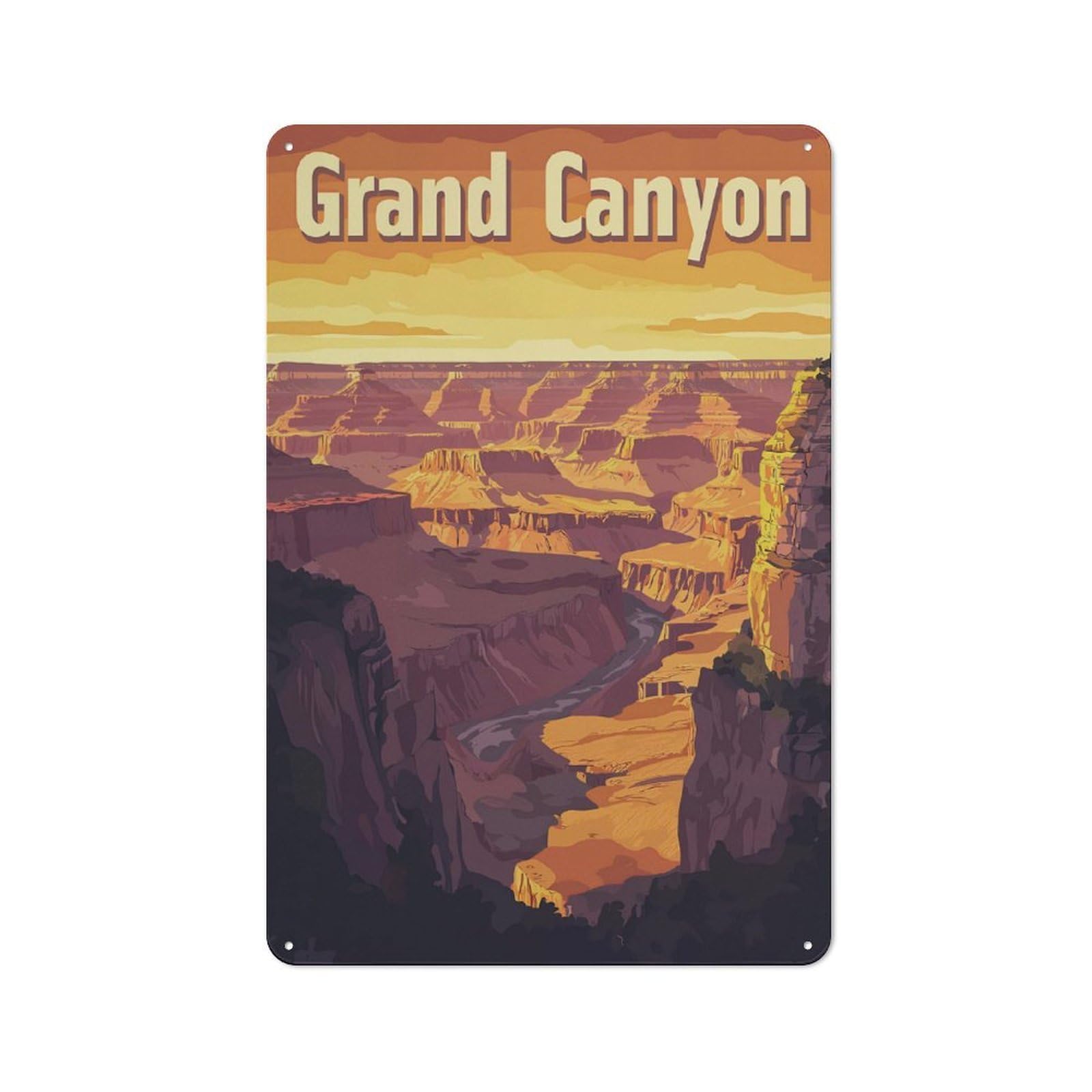 Tin Sign with Grand Canyon Sunset Design 30x20cm, Industrial Garage Wall Decor for Workshop, Basement, Shed Or Games Room