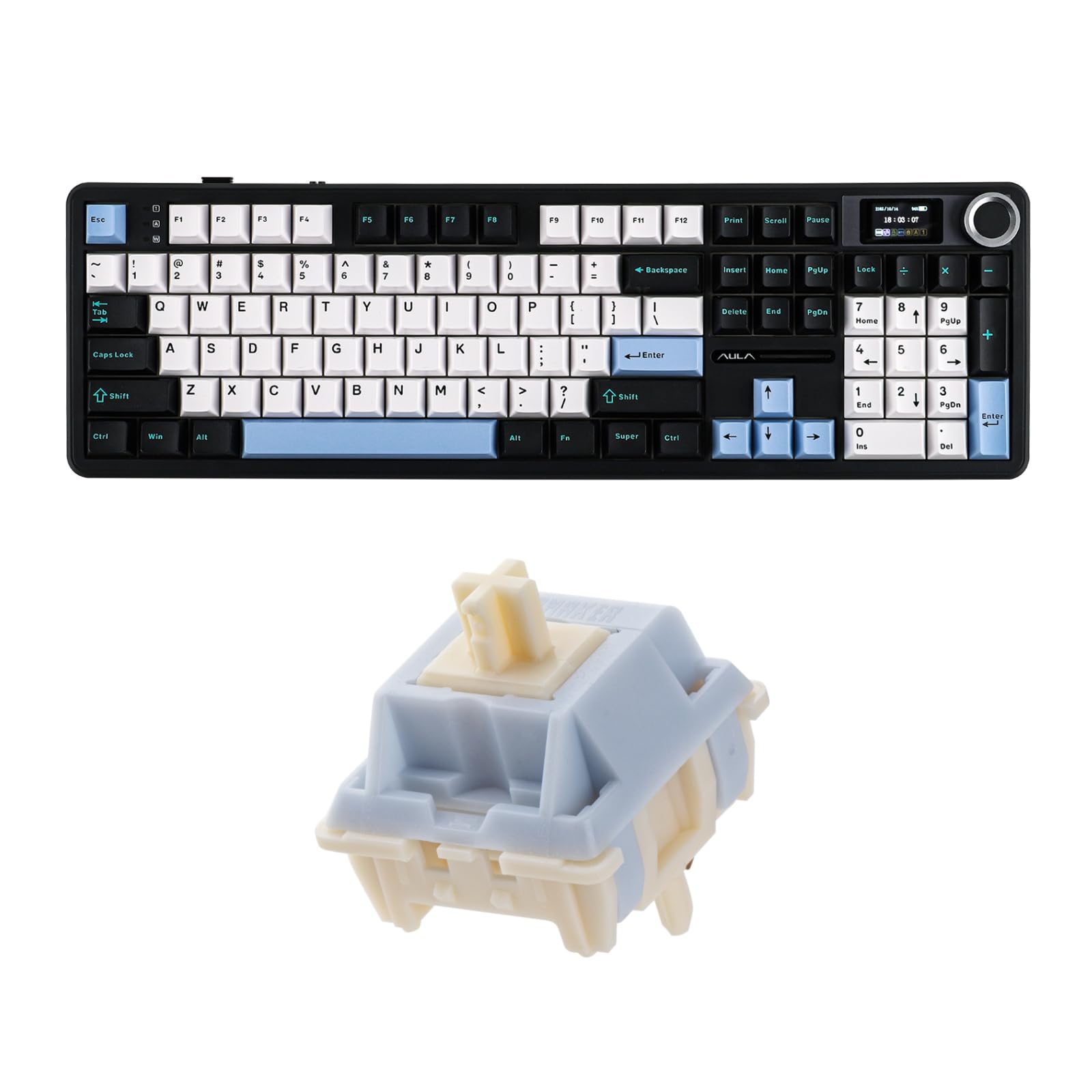 EPOMAKER X Aula F108 PRO Wireless Gaming Keyboard with Screen Sorane 39gf Gaming Keyboard Switches Set