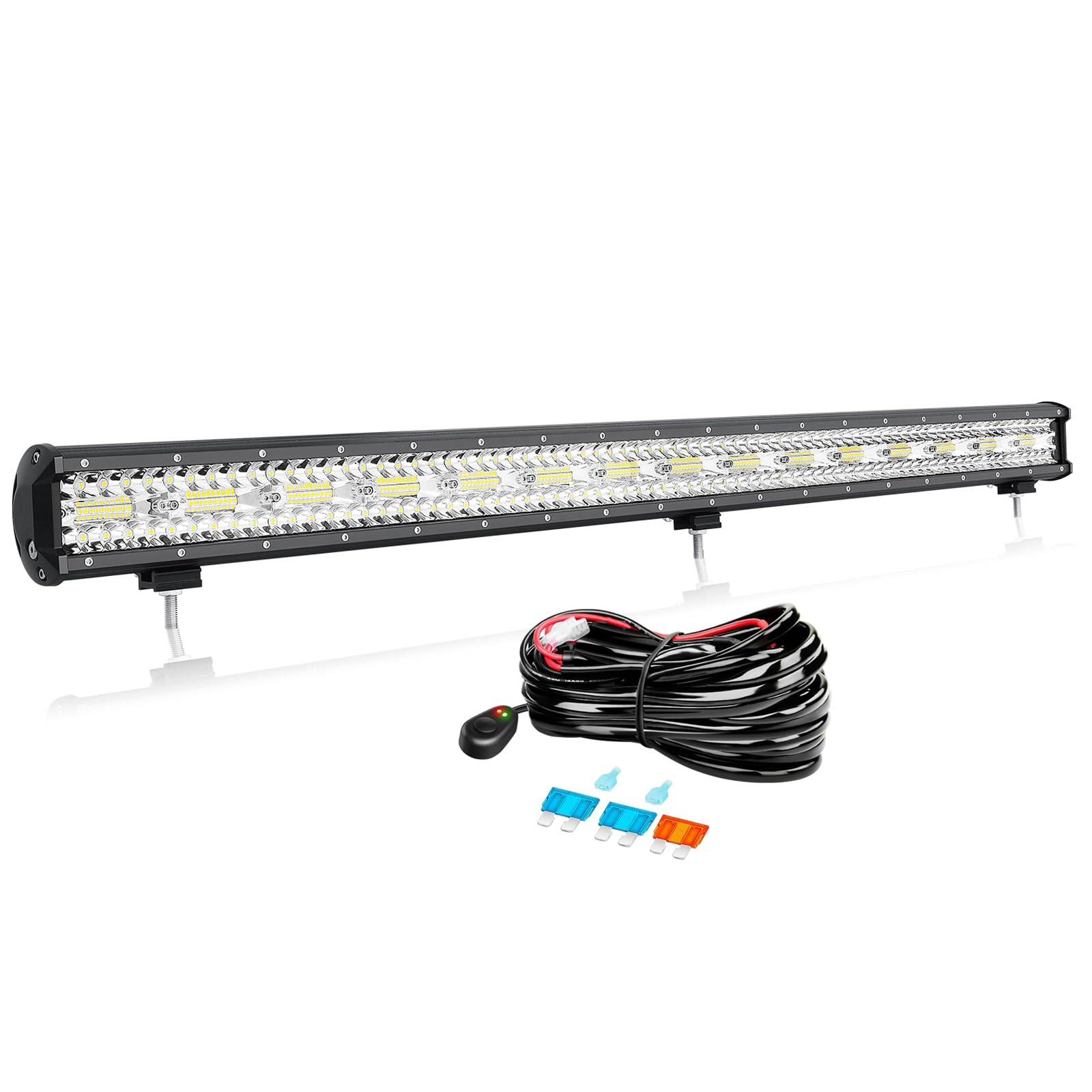 AUXTINGS 42 cale 106 cm 300 W Offroad listwa LED z wiązką przewodów 12 V, reflektorem punktowym powodziowym, oświetlenie robocze do pojazdów samochodowych 4 x 4 Offroad Truck SUV UTE ATV, łódź