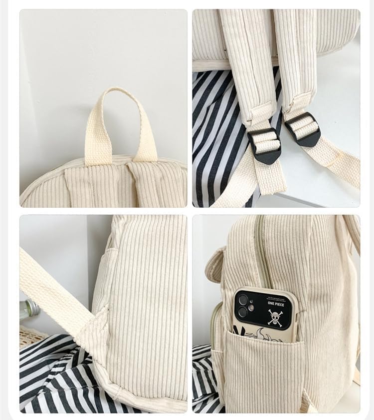 Mini Backpack for Women - Small Aesthetic Corduroy Backpack, Light Weight - Image 8