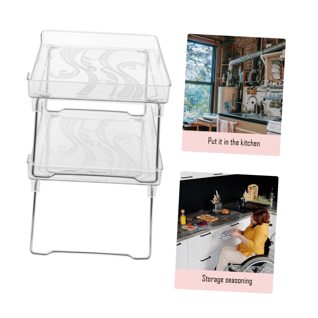 Étagère de Rangement Cuisine Pliable en Acier Inoxydable Acrylique