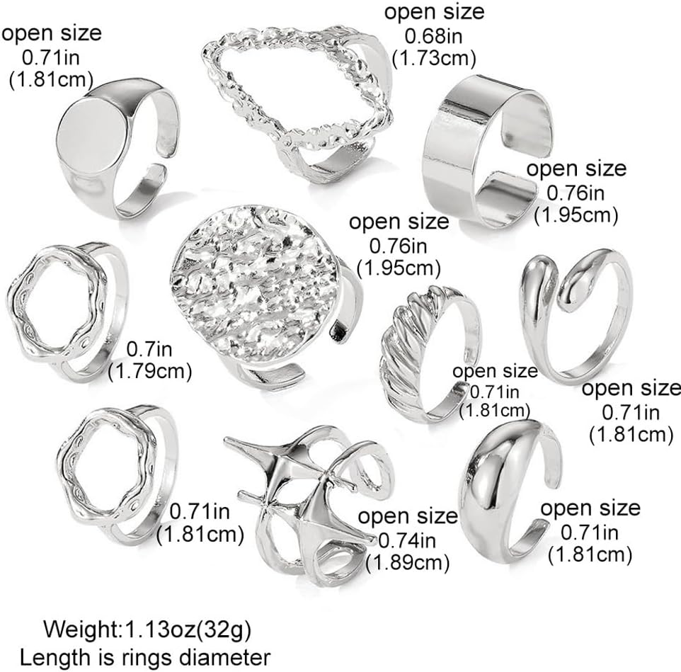 10Pcs Gold Chunky Rings for Women,Vintage Stackable Layered Thick Knuckle Rings,Exaggerated Geometric Ring Set Aesthetic Jewelry Accessories - Image 4