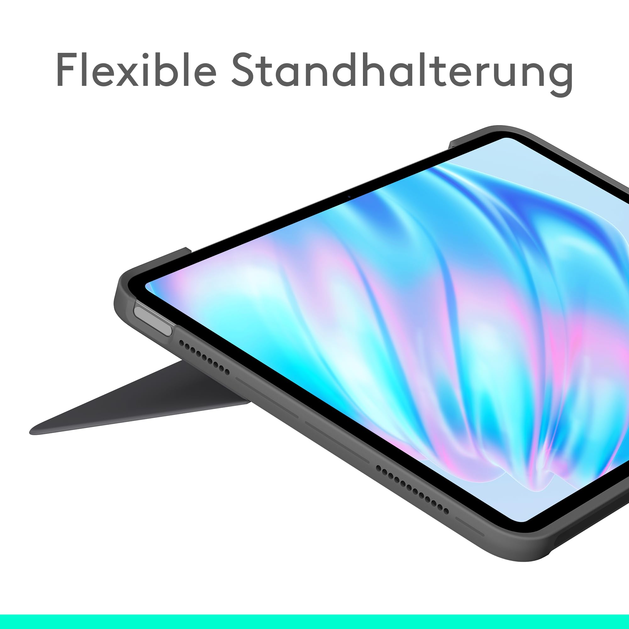 Logitech Combo Touch Tastatur-Case für iPad Air 11 Zoll (M2, M3, M4), abnehmbare Tastatur mit Hintergrundbeleuchtung, Deutsches QWERTZ-Layout, Grau